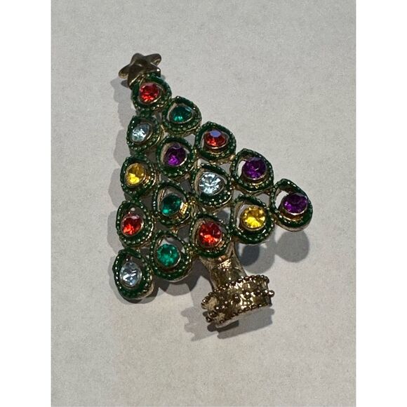 Vintage Christmas tree brooch - Picture 1 of 5